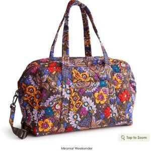 NWT Vera bradley Colorful Bouquet Miramar Weekender Premium Cotton 18 X11X7 "